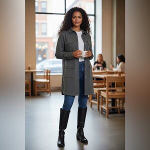 Columbia Longline Utility Shacket Button Down Coat Size Medium Knit Performance